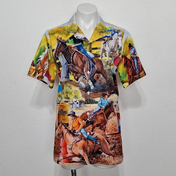 Barrel Race Equestrian Multicolor Western Cowgirl Button Front Shirt Size Small - Picture 1 of 13